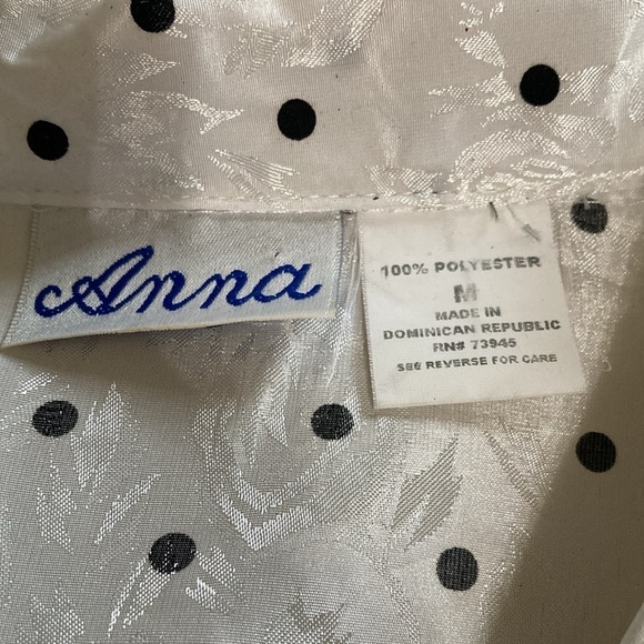 White with black poka dot button up shirt - Picture 4 of 8